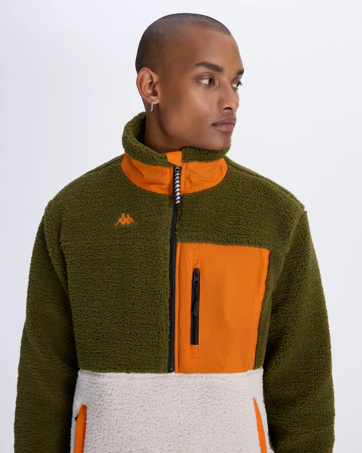 Yeşil Hanoran Erkek Haki-Ekru-Turuncu Regular Fit Sherpa