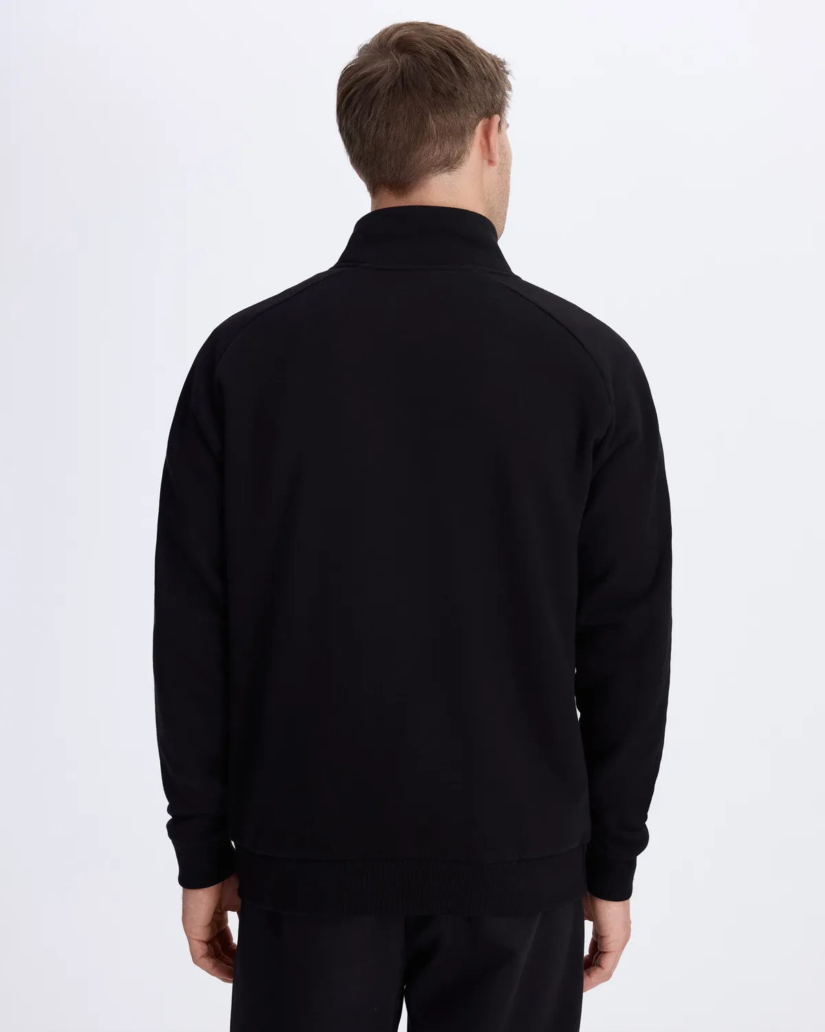 Siyah Fadese Erkek Siyah Beyaz Regular Fit Fermuarlı Eşofman Üstü