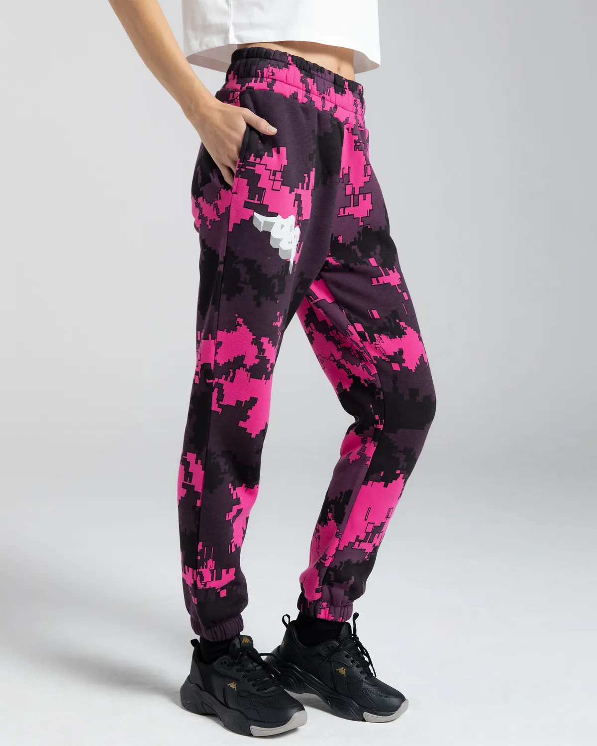 Siyah Authentic Graphik Ginas Kadın Siyah - Pembe Comfort Fit Eşofman Altı