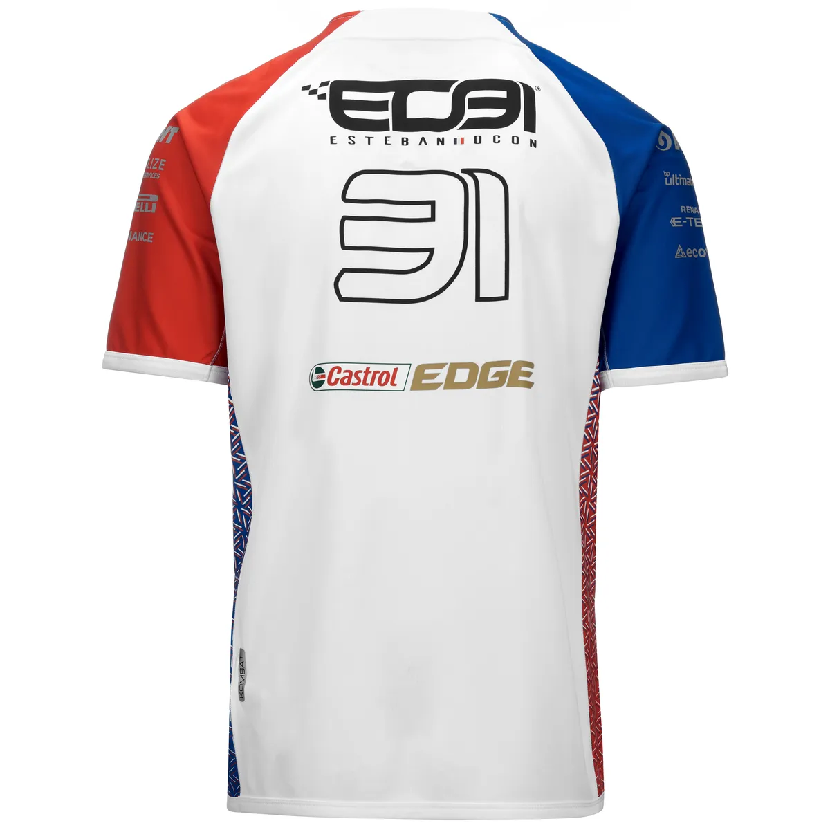 Beyaz Kombat Ocon Alpine F1 Erkek Beyaz-Kırmızı-Mavi Regular Fit Tişört