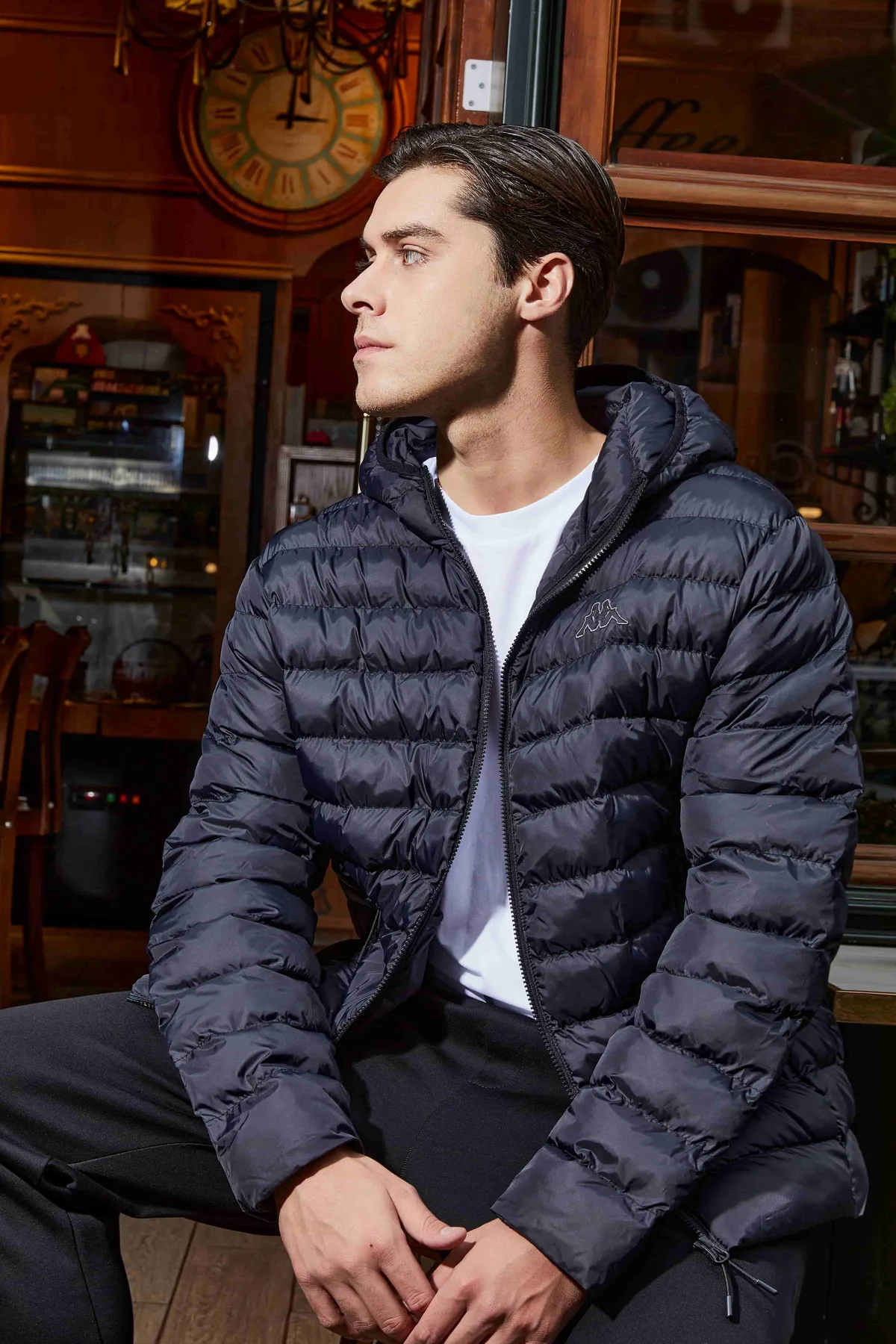 Siyah Logo Rina Erkek Siyah Regular Fit Şişme Mont