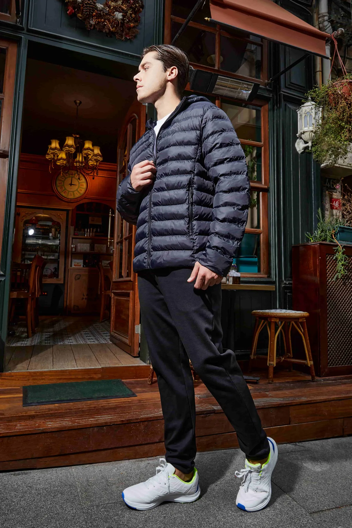 Siyah Logo Rina Erkek Siyah Regular Fit Şişme Mont