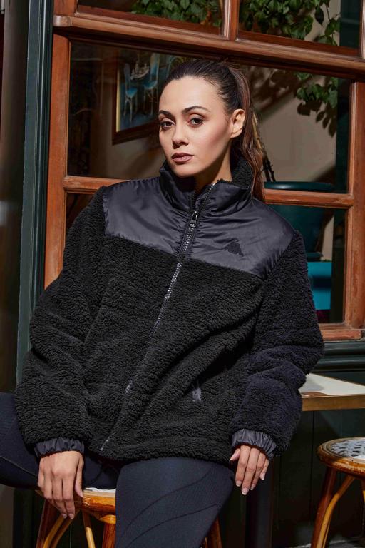 Siyah Authentic Sodani Kadın Siyah Oversize Fit Sherpa - KAPPA® Türkiye