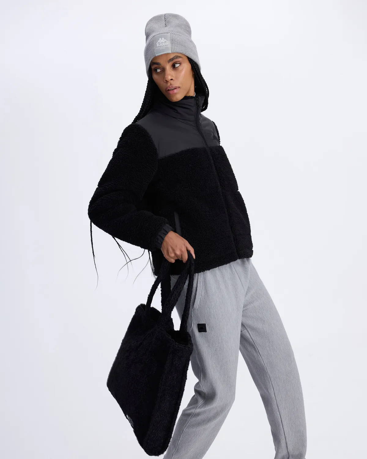 Siyah Authentic Sodani Kadın Siyah Oversize Fit Sherpa