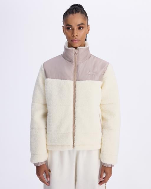 Beyaz Authentic Sodani Kadın Beyaz-Kahverengi Oversize Fit Sherpa - KAPPA® Türkiye