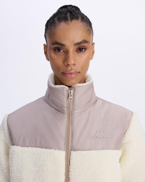 Beyaz Authentic Sodani Kadın Beyaz-Kahverengi Oversize Fit Sherpa - KAPPA® Türkiye