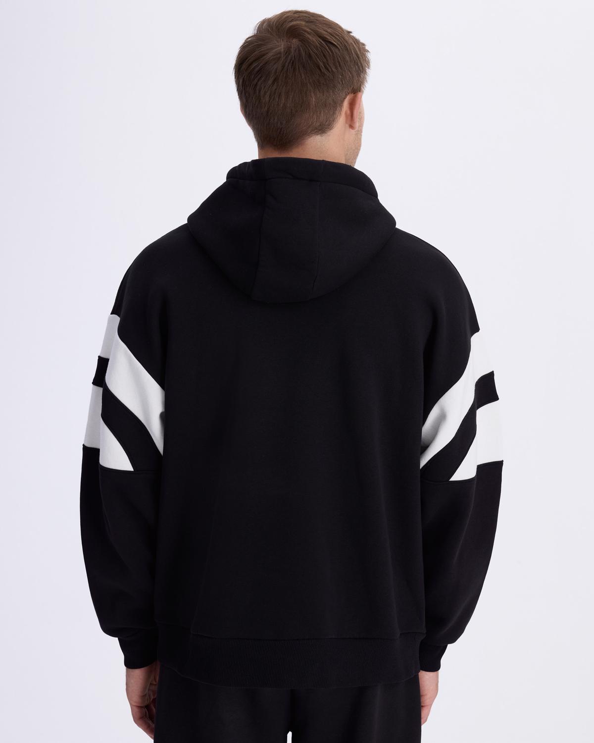 Authentic Benedict Hoodie Erkek Siyah-Beyaz Oversize Hoodie