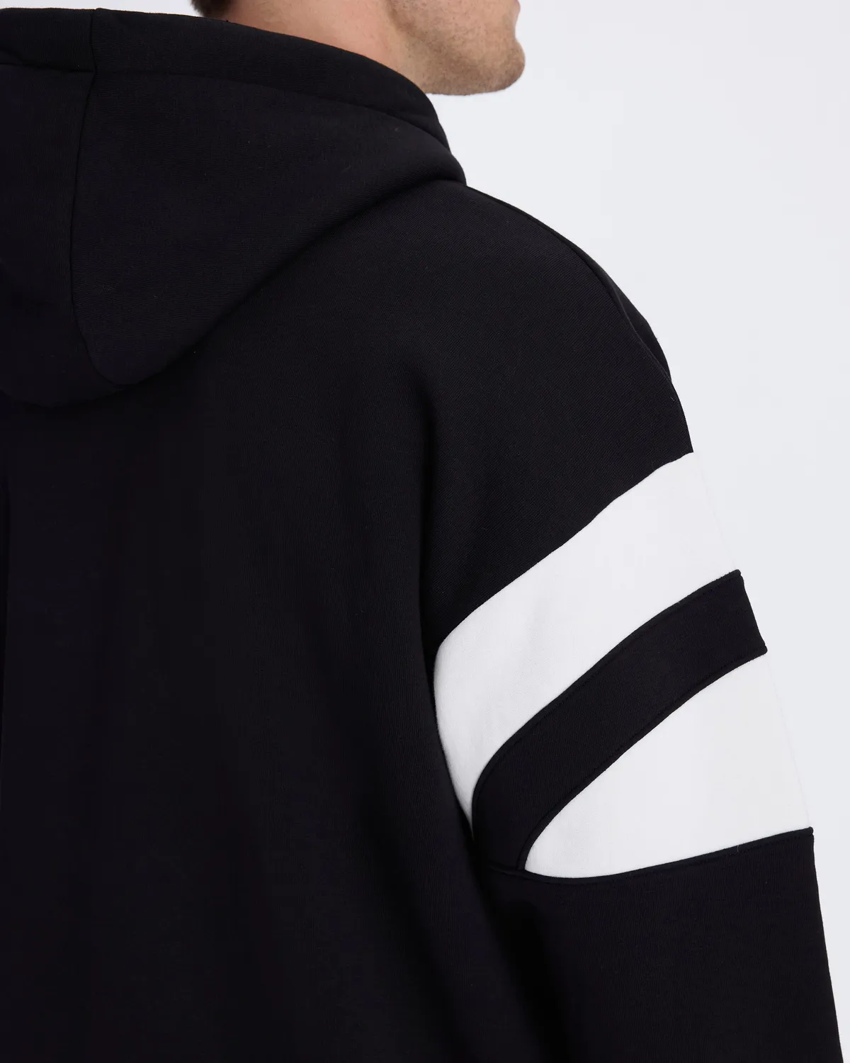 Authentic Benedict Hoodie Erkek Siyah-Beyaz Oversize Fit Hoodie