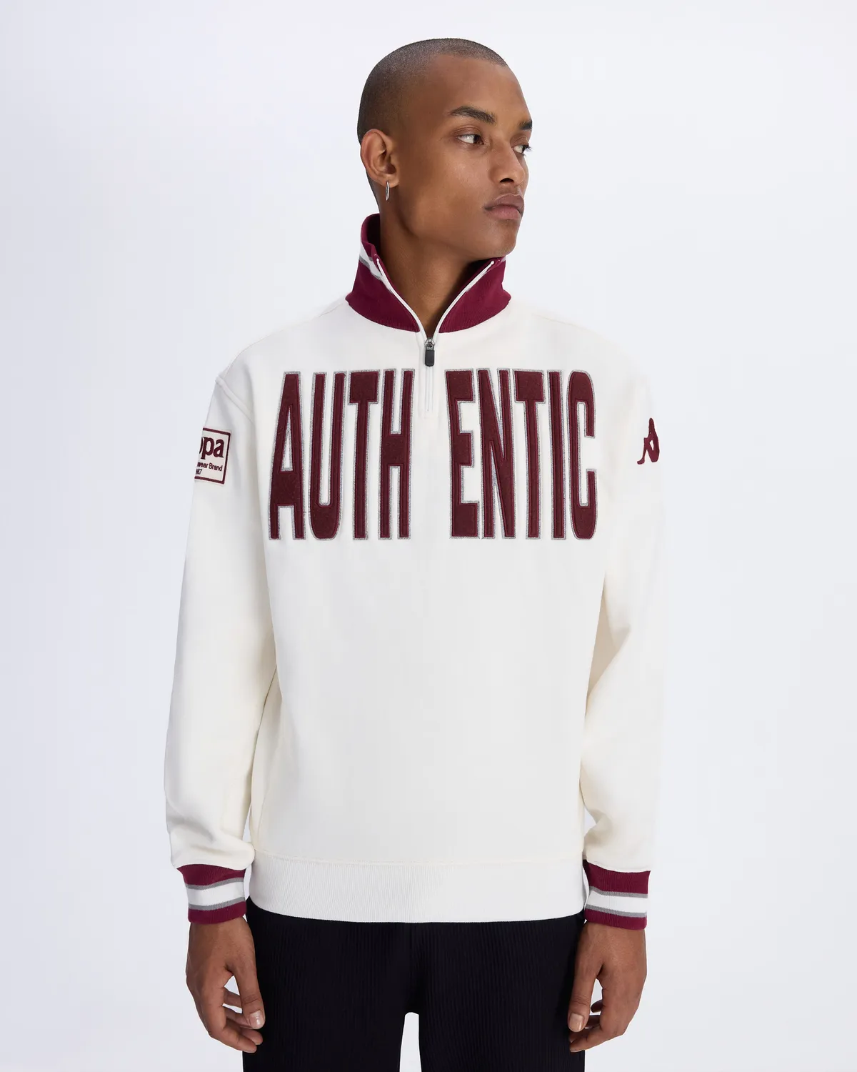 Beyaz Authentic Eroi Tur Erkek Beyaz Regular Fit Fermuarlı Eşofman Üstü