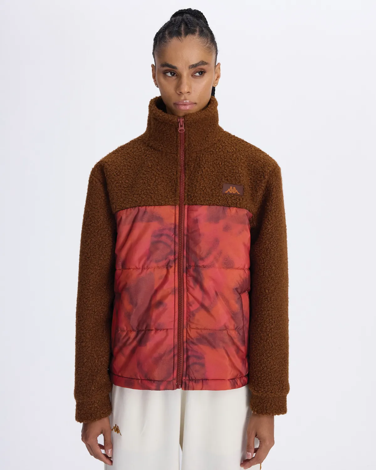 Kahverengi Authentic Aria Kadın Kahverengi-Turuncu Oversize Fit Sherpa