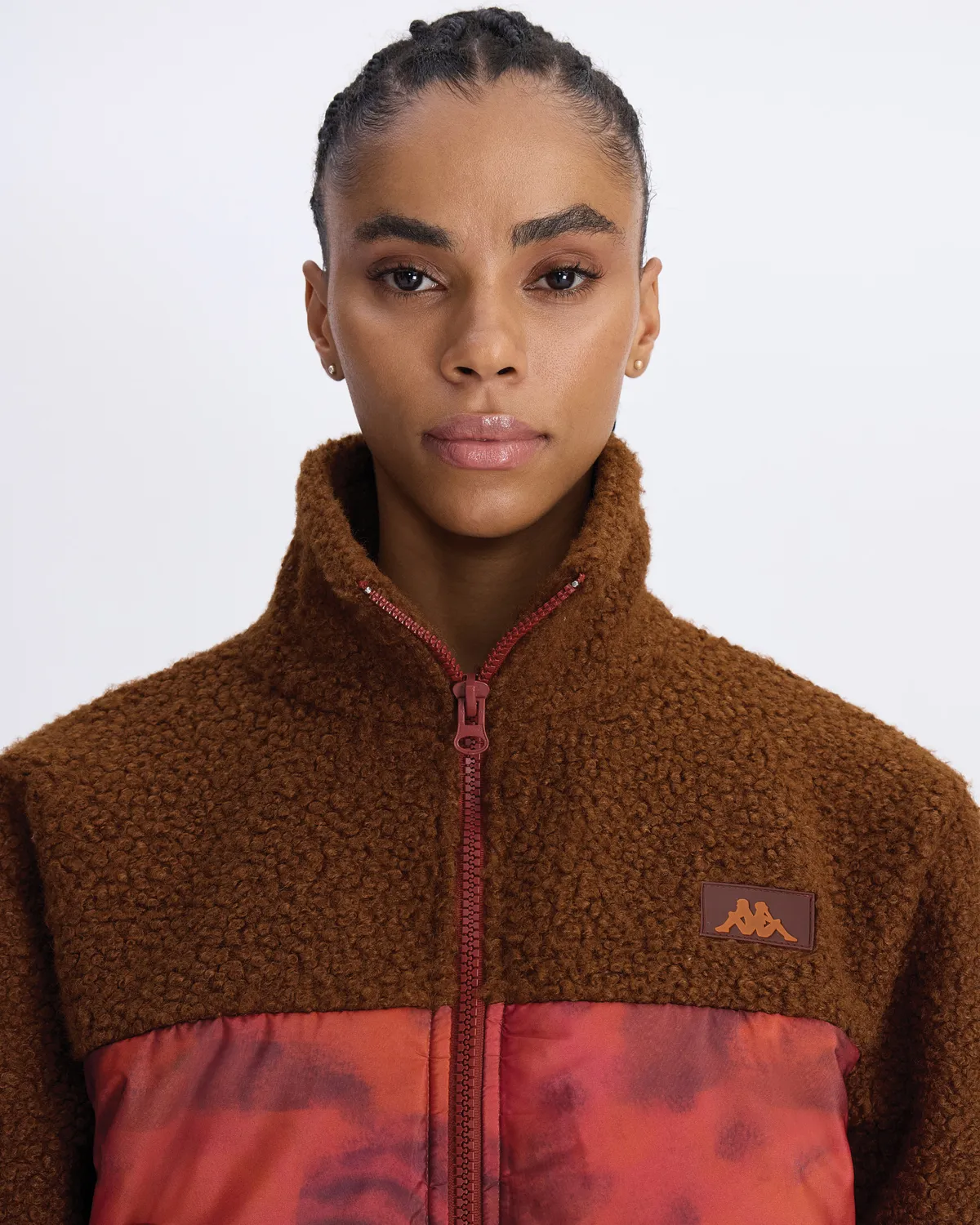 Kahverengi Authentic Aria Kadın Kahverengi-Turuncu Oversize Fit Sherpa