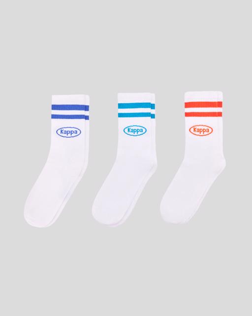 Beyaz Tase 3pack Unisex Beyaz-Mavi-Kırmızı Çorap - KAPPA® Türkiye