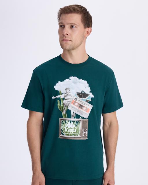 Yeşil Authentic Vitor Erkek Petrol Yeşili Regular Fit Tişört - KAPPA® Türkiye