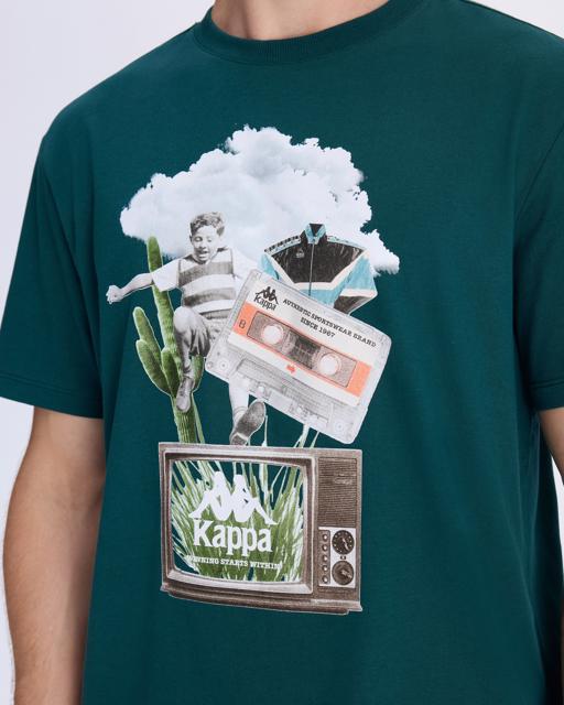 Yeşil Authentic Vitor Erkek Petrol Yeşili Regular Fit Tişört - KAPPA® Türkiye