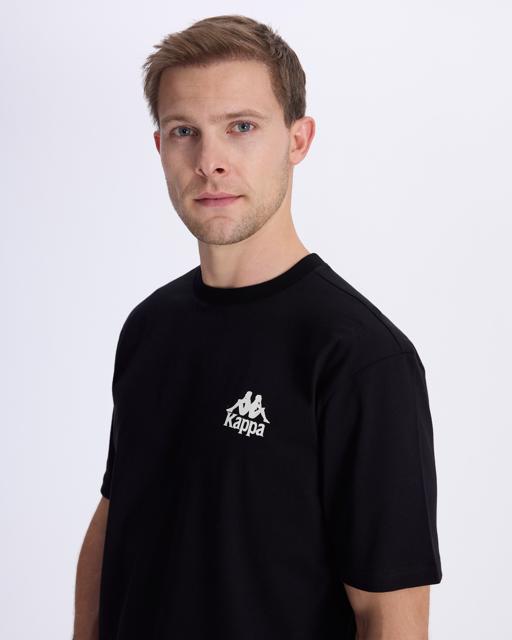 Siyah Authentic Baston Erkek Siyah Regular Fit Tişört - KAPPA® Türkiye