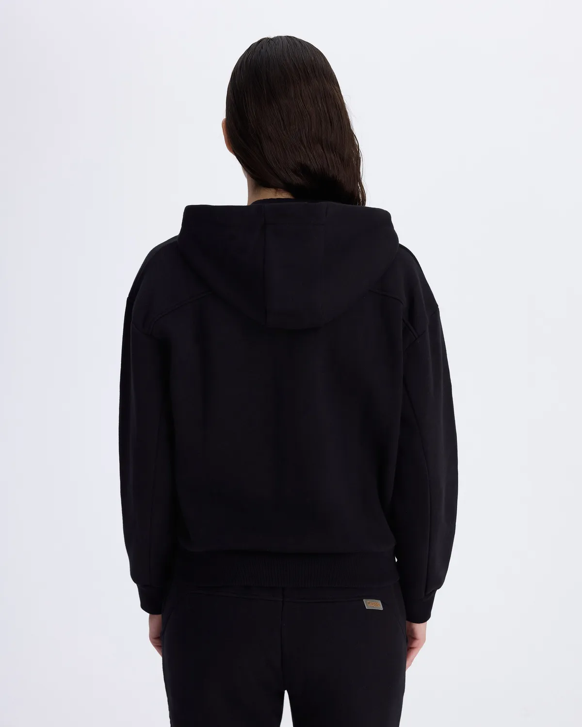 Siyah Logo Femisa Tur Kadın Siyah Comfort Fit Fermuarlı Eşofman Üstü