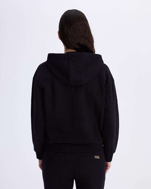 Siyah Logo Femisa Tur Kadın Siyah Comfort Fit Fermuarlı Eşofman Üstü - KAPPA® Türkiye