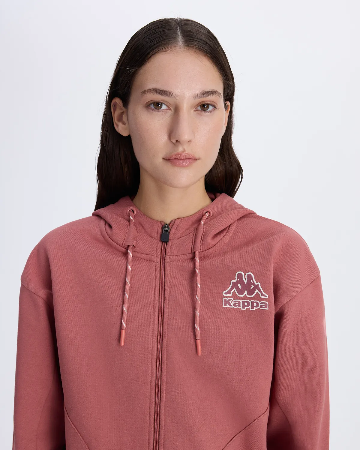 Pembe Logo Femisa Tur Kadın Gül Kurusu Comfort Fit Fermuarlı Eşofman Üstü