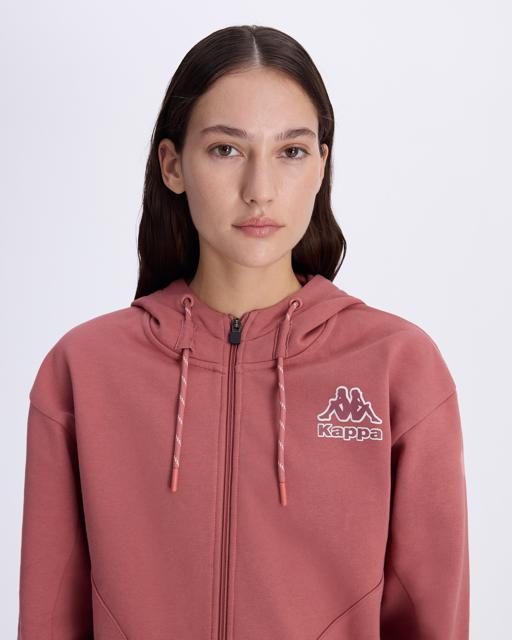 Pembe Logo Femisa Tur Kadın Gül Kurusu Comfort Fit Fermuarlı Eşofman Üstü - KAPPA® Türkiye