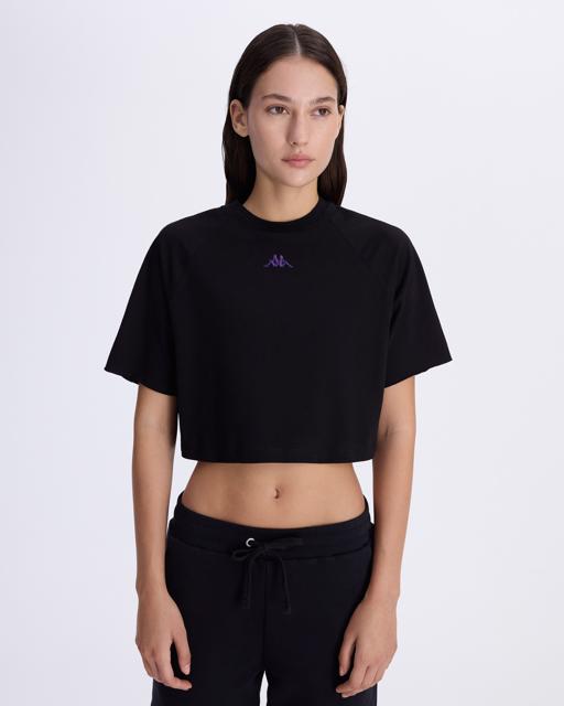 Siyah Authentic Alena T-Shirt Kadın Siyah Oversize Fit Tişört - KAPPA® Türkiye