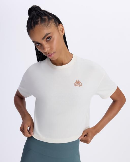 Beyaz Authentic Aster Kadın Beyaz Comfort Fit Tişört - KAPPA® Türkiye