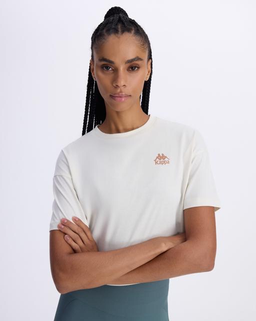 Beyaz Authentic Aster Kadın Beyaz Comfort Fit Tişört - KAPPA® Türkiye