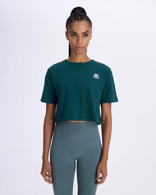 Yeşil Authentic Aster Kadın Petrol Yeşili Comfort Fit Tişört - KAPPA® Türkiye