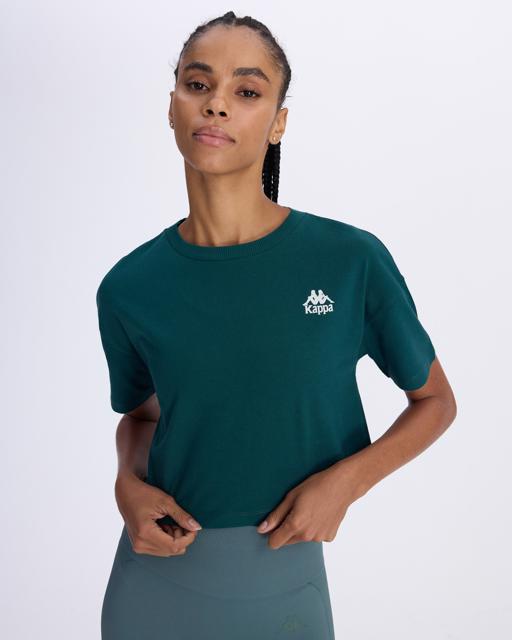 Yeşil Authentic Aster Kadın Petrol Yeşili Comfort Fit Tişört - KAPPA® Türkiye