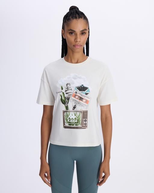 Beyaz Authentic Alessi Kadın Beyaz Comfort Fit Tişört - KAPPA® Türkiye