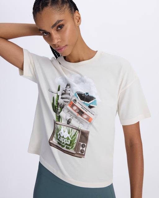 Beyaz Authentic Alessi Kadın Beyaz Comfort Fit Tişört - KAPPA® Türkiye