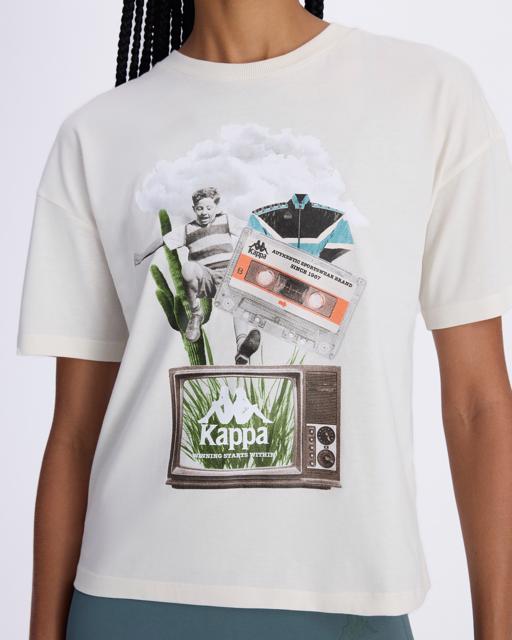 Beyaz Authentic Alessi Kadın Beyaz Comfort Fit Tişört - KAPPA® Türkiye