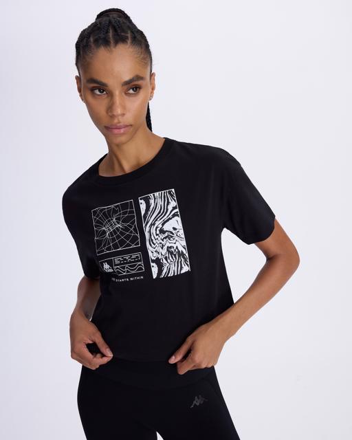 Siyah Authentic Asty Kadın Siyah Comfort Fit Tişört - KAPPA® Türkiye