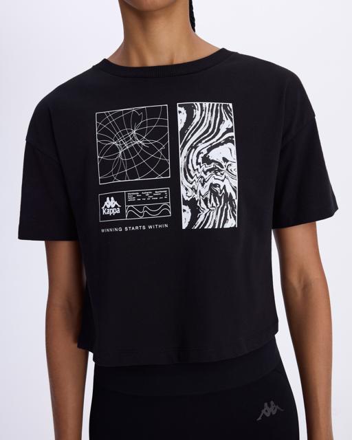 Siyah Authentic Asty Kadın Siyah Comfort Fit Tişört - KAPPA® Türkiye