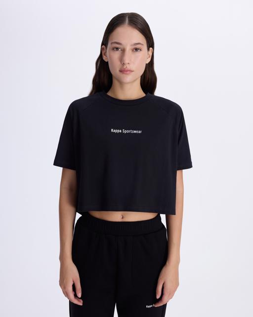 Siyah Authentic Angelou Kadın Siyah Comfort Fit Tişört - KAPPA® Türkiye