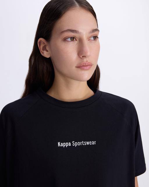 Siyah Authentic Angelou Kadın Siyah Comfort Fit Tişört - KAPPA® Türkiye