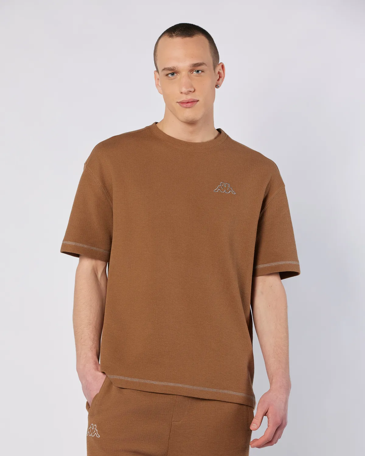 Kahverengi Logo Pronton Erkek Kahverengi Regular Fit Tişört