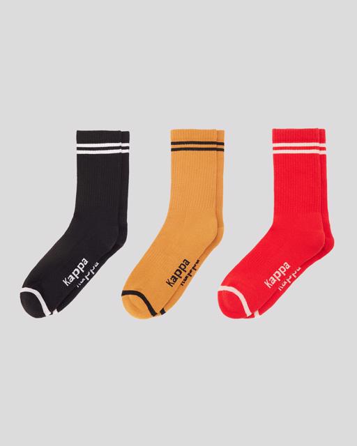 Siyah Sasy 3pack Unisex Siyah-Kırmızı-Turuncu Çorap - KAPPA® Türkiye