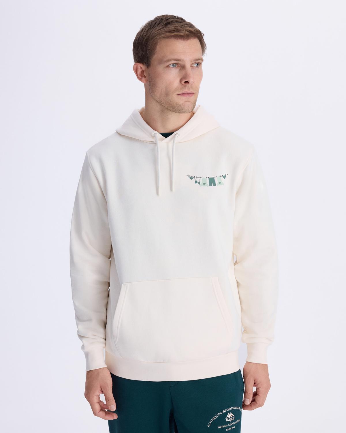 Authentic Graphik Phelps Unisex Beyaz Regular Hoodie | KAPPA® Türkiye