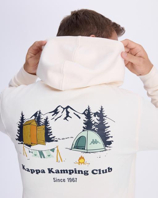 Beyaz Authentic Graphik Phelps Unisex Beyaz Regular Fit Hoodie - KAPPA® Türkiye