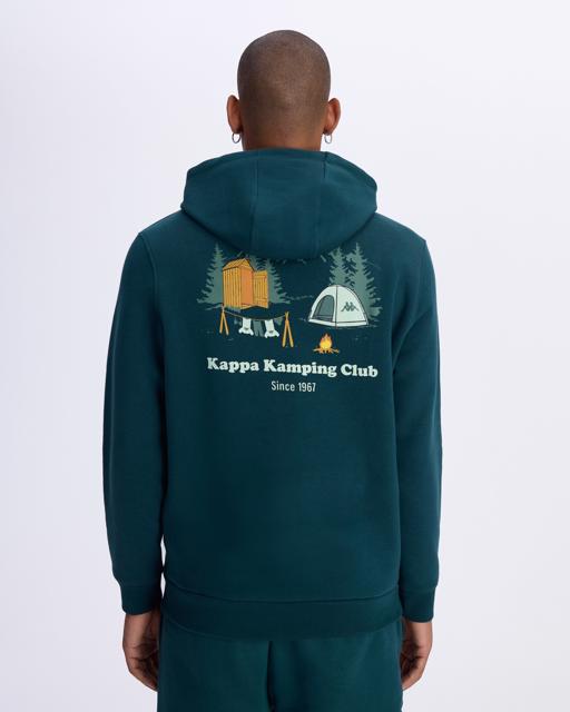 Yeşil Authentic Graphik Phelps Unisex Petrol Yeşili Regular Fit Hoodie - KAPPA® Türkiye