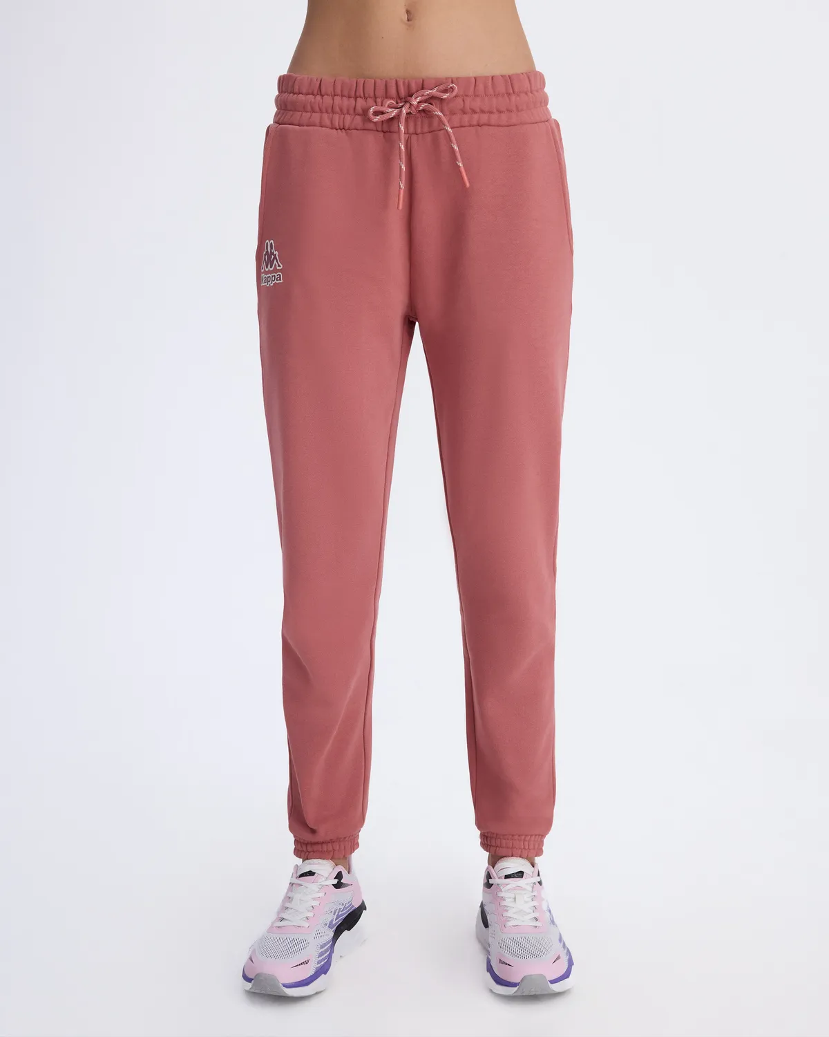 Pembe Logo Fres Tur Kadın Gül Kurusu Oversize Fit Eşofman Altı