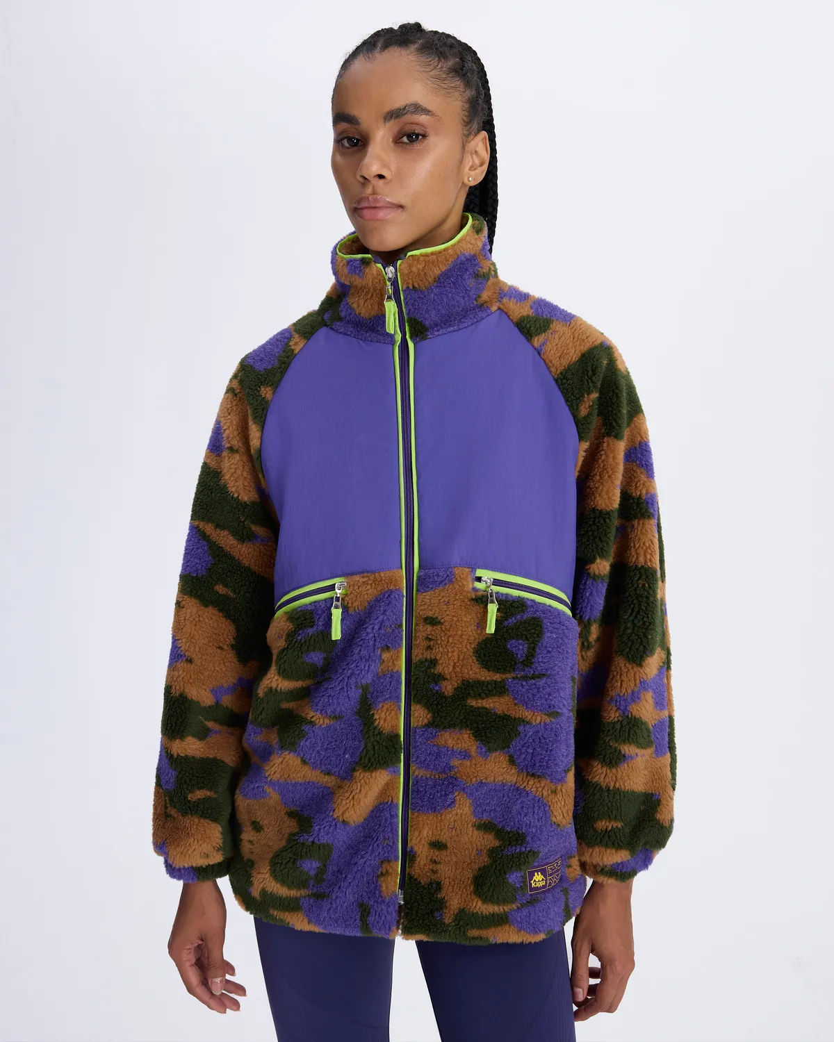 Kahverengi Authentic Oripro Kadın Camel-Mor-Yeşil Regular Fit Sherpa