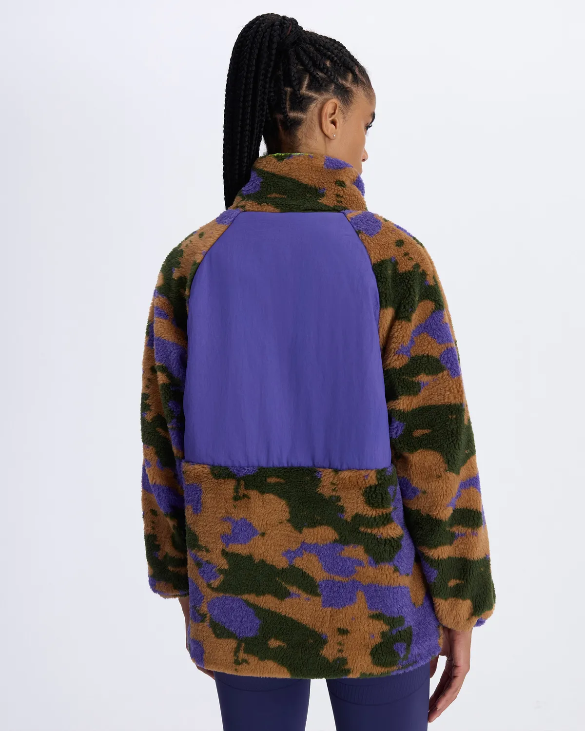 Kahverengi Authentic Oripro Kadın Camel-Mor-Yeşil Regular Fit Sherpa