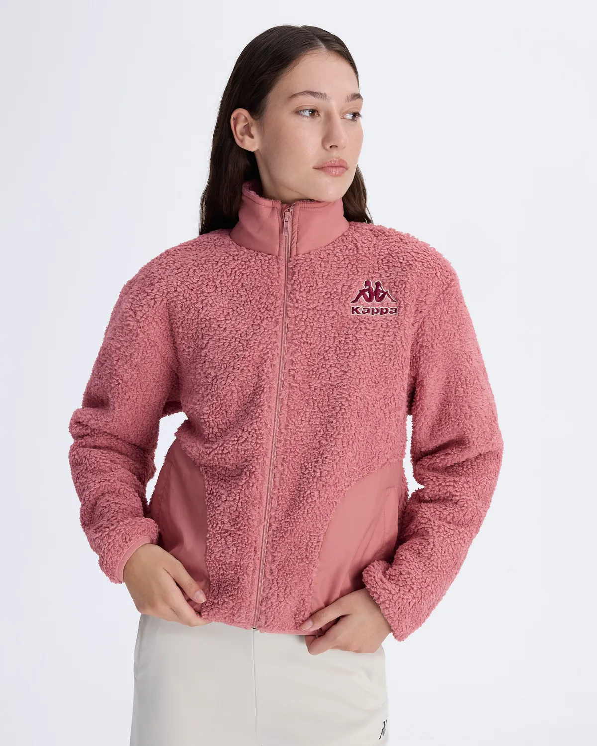 Pembe Logo Felax Tur Kadın Gül Kurusu Comfort Fit Sherpa