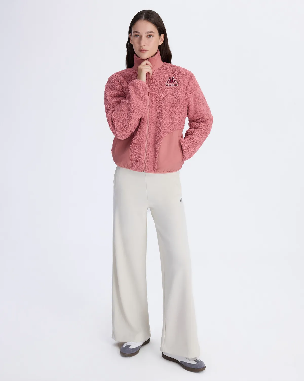 Pembe Logo Felax Tur Kadın Gül Kurusu Comfort Fit Sherpa