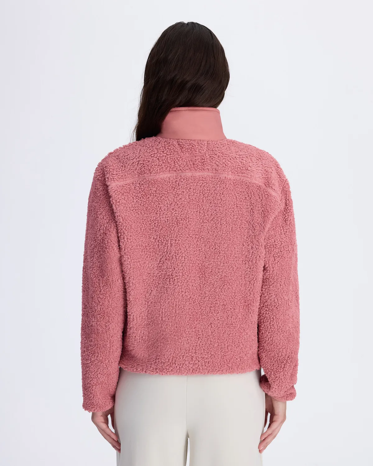 Pembe Logo Felax Tur Kadın Gül Kurusu Comfort Fit Sherpa