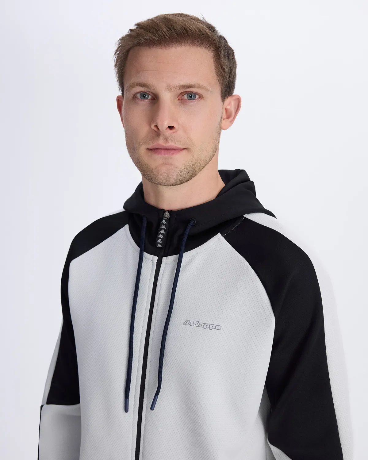 Siyah Lacty Full Zip Erkek Siyah-Beyaz Regular Fit Fermuarlı Eşofman Üstü