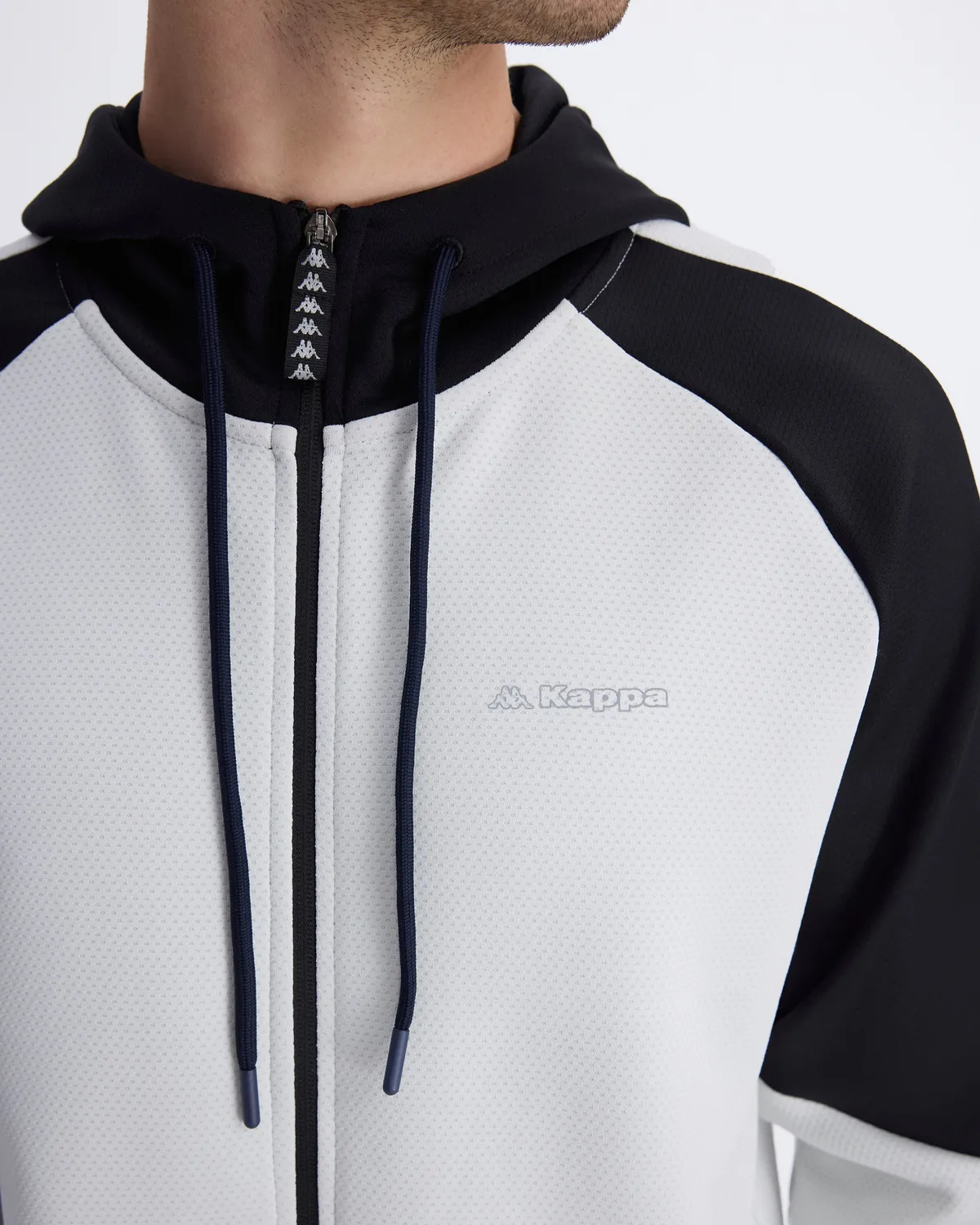 Siyah Lacty Full Zip Erkek Siyah-Beyaz Regular Fit Fermuarlı Eşofman Üstü