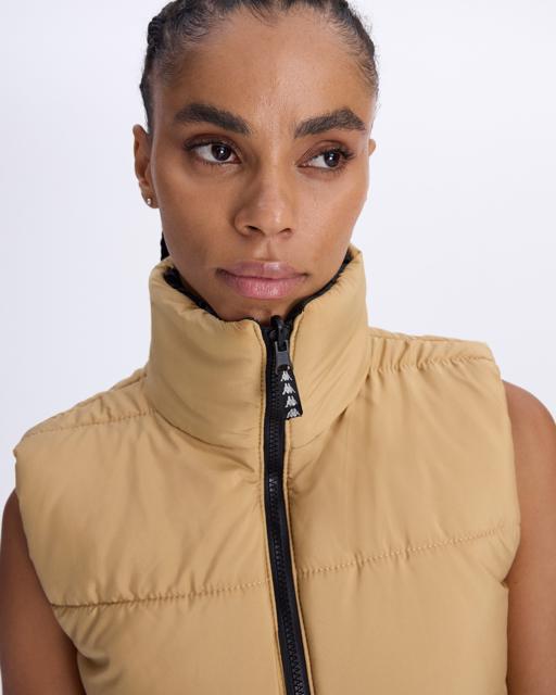 Kahverengi Protun Çift Tarafli Kadın Camel-Siyah Regular Fit Yelek - KAPPA® Türkiye