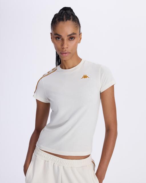 Beyaz Authentic 222 Banda Pippigt Kadın Beyaz Skin Fit Tişört - KAPPA® Türkiye